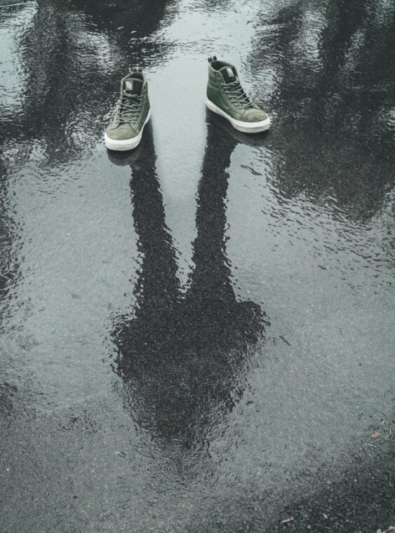 Grey sneakers with shadow Photo by Shane Kell